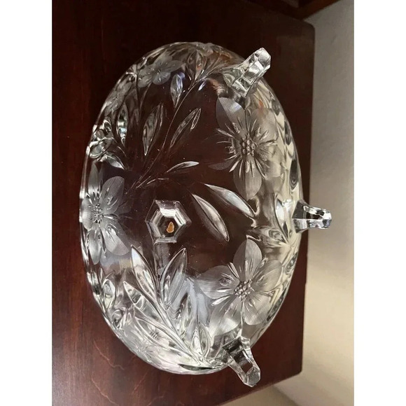 Vintage Large Oval Crystal Footed Bowl - Picture 4 of 7